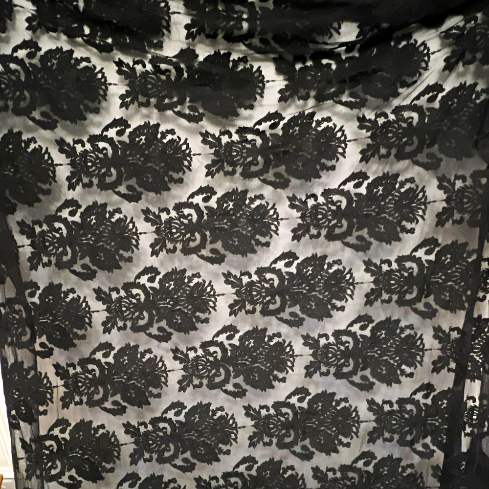 Black Floral Embroidered Mesh Fabric 54" Wide x 7 Yds Sheer Dress Lace